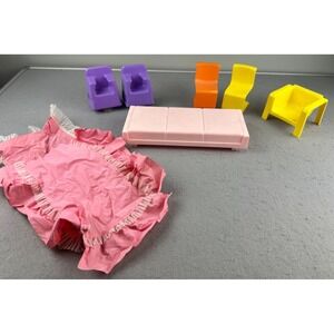 Vintage Mattel Barbie Bath Bed Chairs Couch Plastic Furniture Toy LOT of 8
